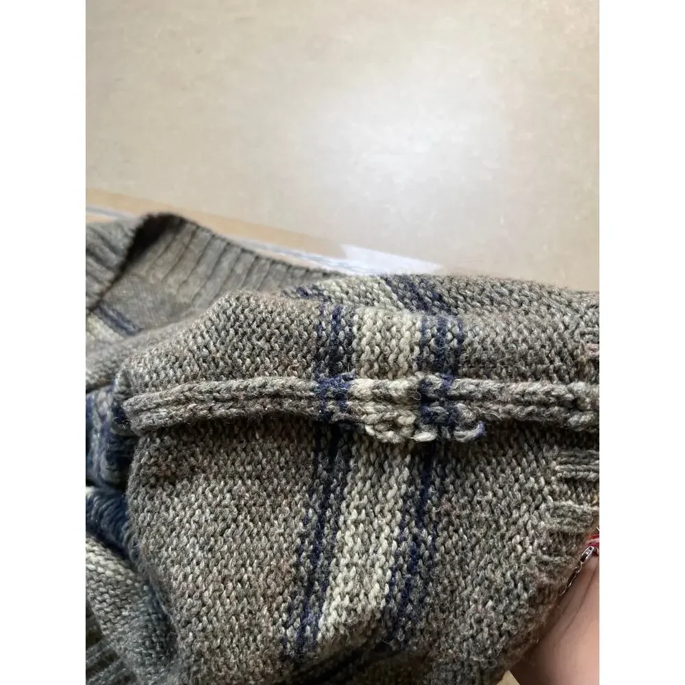 Eddie Bauer Snowflake Sweater Mens XL Grey Cotton Knit Striped Pullover